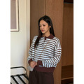 正韓 條紋開扣配色針織上衣 2款2色_10
