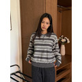 正韓 條紋開扣配色針織上衣 2款2色_3