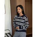 正韓 條紋開扣配色針織上衣 2款2色_6