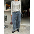 韓國四季百搭寬鬆後鬆緊街頭風牛仔褲_11