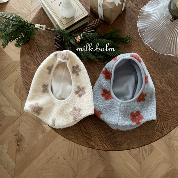 🌼MILK BALM 花朵連帽保暖帽（Free SIZE)