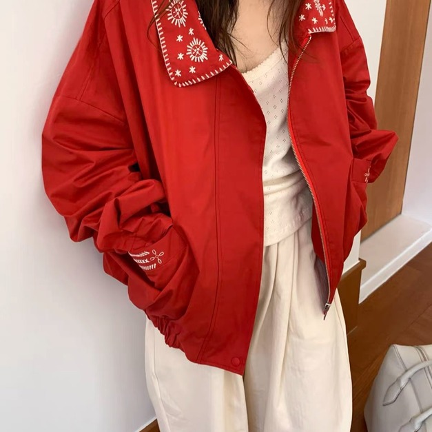 刺繡薄款夾克外套  4色