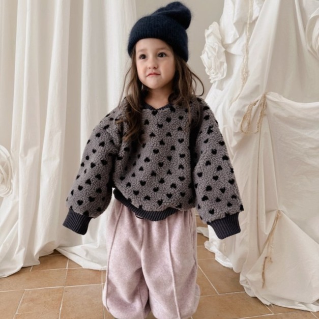 OJO DE PAPA 點點愛心刷毛上衣  2色  親子款