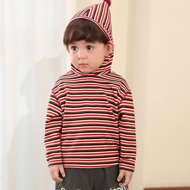 復古條紋連帽上衣  2色