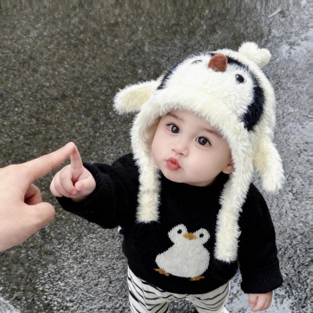 小寶貝企鵝暖頭帽帽   4色