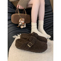 內增高 5CM｜復古勃肯風厚底毛呢拖鞋（冬季可外穿款）3色_6