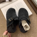 內增高 5CM｜復古勃肯風厚底毛呢拖鞋（冬季可外穿款）3色_2