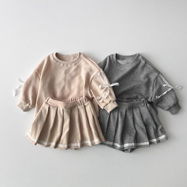 棉質休閒花邊套裝  2色