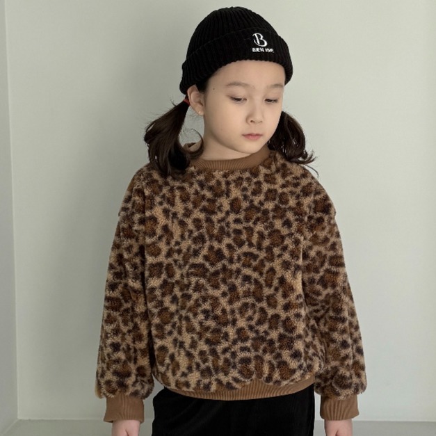 【BIEN JOIE】豹紋刷毛圓領上衣｜中性寬版｜S&ndash;5XL