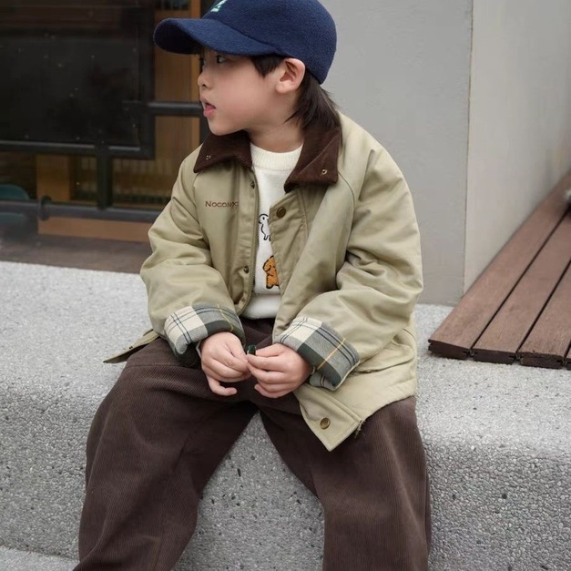 燈芯絨翻領鋪棉夾克外套