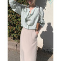VENIR假兩件式平口領襯衫上衣 3色_3