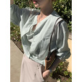 VENIR假兩件式平口領襯衫上衣 3色_4