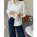 韓系氣質荷葉袖襯衫- 3色