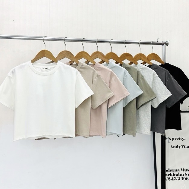 休閒簡約風純色短版上衣 ♡ ⸍꙳  8色