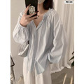 韓系荷葉領綁帶襯衫🤍溫柔上衣 5色_2