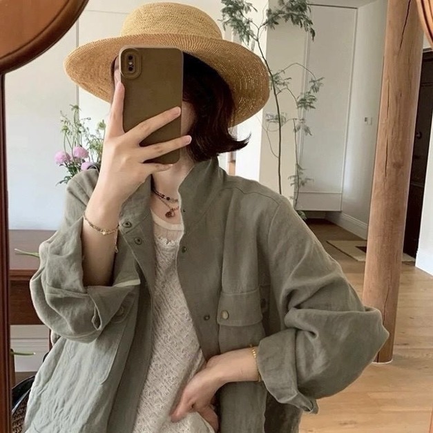 韓國輕挺抽繩工裝外套