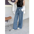 韓系高腰比例神褲 寬版牛仔褲 2色_5