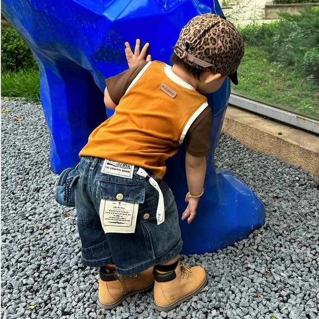 美式街頭復古假兩件 T 恤 x 工裝牛仔短褲 （可拆買）