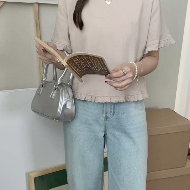 韓系荷葉邊短T甜美百搭款   7色