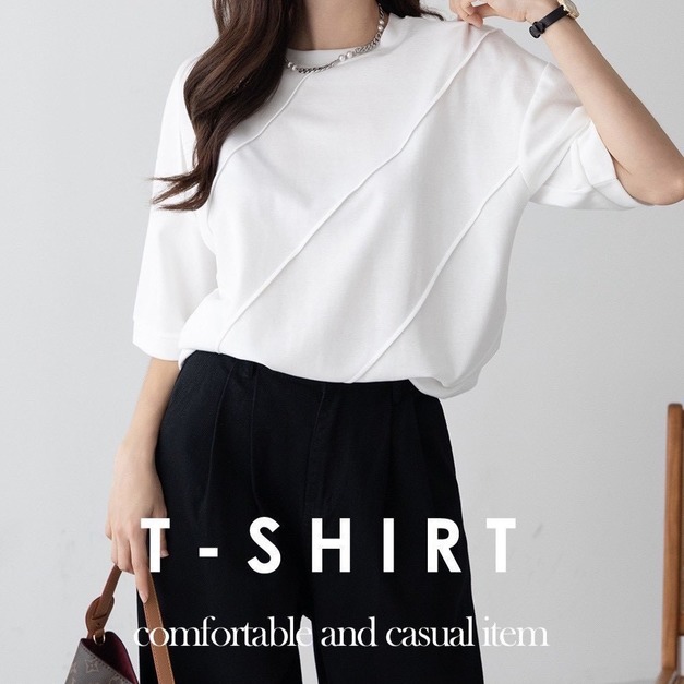 簡約設計感斜線上衣