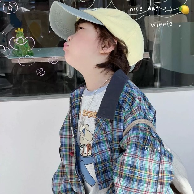 春秋款格紋夾克外套