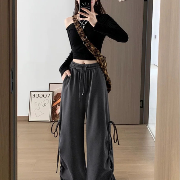 韓系抽繩休閒長褲  3色