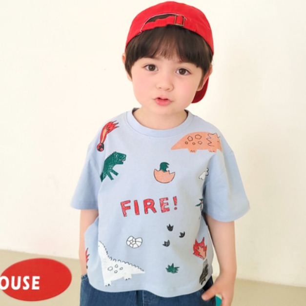 PEANUTS HOUSE ｜ 手繪感恐龍火山純棉 T  2色