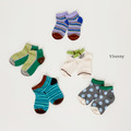 V.bunny ｜ 韓系撞色幾何：五入透氣棉質短襪組_1