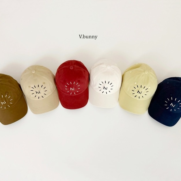 V.bunny ｜ 韓系質感燈芯絨「hi」刺繡棒球帽