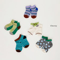 V.bunny ｜ 韓系撞色幾何：五入透氣棉質短襪組_11