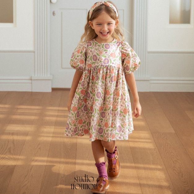 NouNou 26Y  ｜ 歐式田園風復古碎花澎袖洋裝    2色