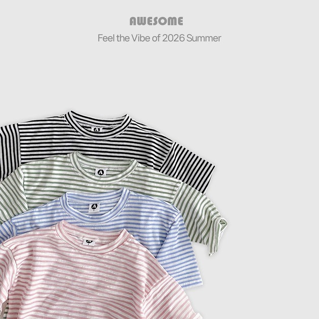 AWESOME BEBE ｜ 夏日清爽經典羅紋細條紋棉 T   4色