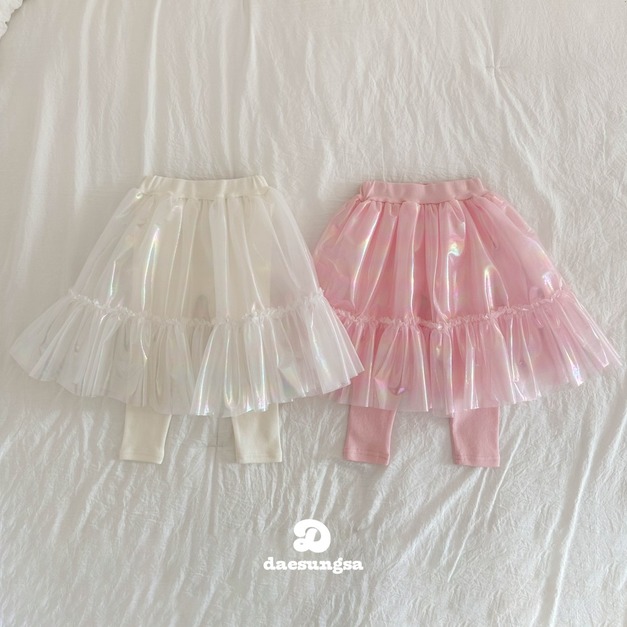 DAESUNGSA ｜ 幻彩極光：珍珠光澤多層次紗裙內搭長褲  2色
