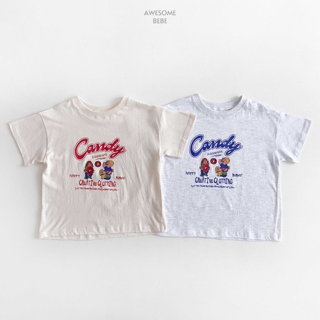 AWESOME BEBE ｜ 美式復古Candy Day 插畫棉 T  2色