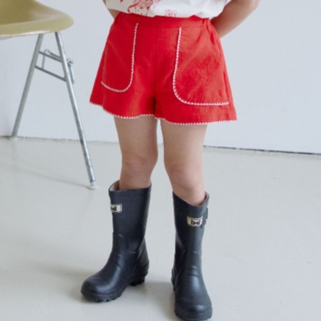 MOMO ANN  ｜優雅法式：幾何波浪滾邊設計短褲    2色