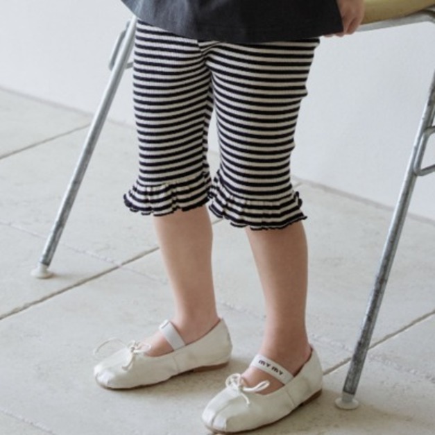 MOMO ANN  ｜荷葉邊羅紋五分內搭褲   2色