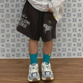 GO U ｜ 復古童年：美式塗鴉小馬休閒棉短褲 3色_7