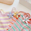 🌼 繽紛夏日．立體小花多色條紋系列 (背心/包屁衣) 3色_1