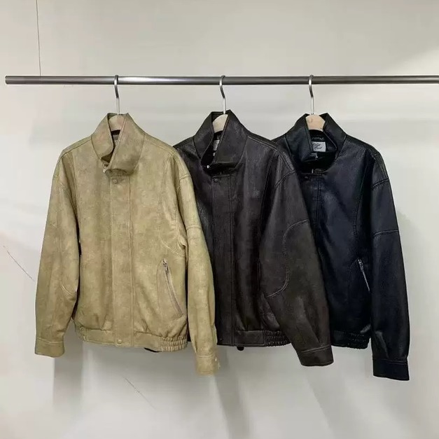 🎞️ Plate 韓國代購．復古水洗立領皮衣  3色