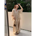 V領幾何蕾絲上衣_3