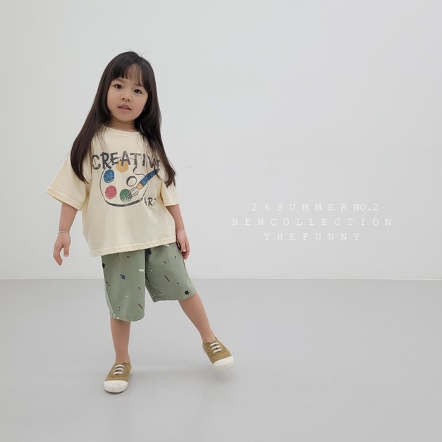 THE FUNNY  藝術調色盤復古寬鬆短 T     2色