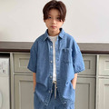 【FROM I】韓製水洗牛仔短袖襯衫 2色