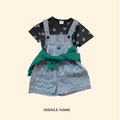 【Middle Name】愛心刺繡條紋吊帶褲 2色_3