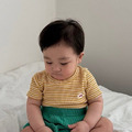 A MORE BABY ｜ 細條紋羅紋嬰兒短袖T恤 2色