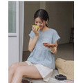 清新感小波浪邊短袖棉麻上衣 3色_5