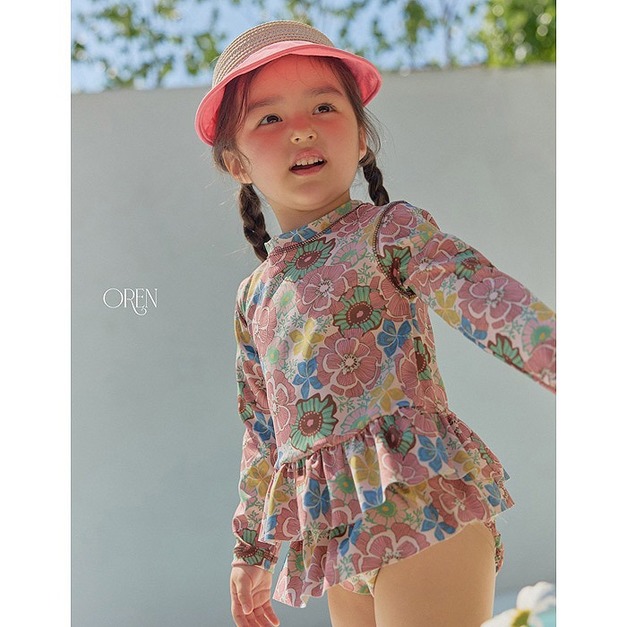 OREN｜滿版花卉長袖防曬泳裝套組   2款