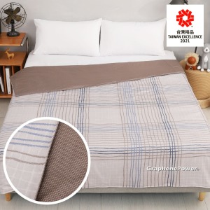 【GraphenePower】石墨烯恆溫循環兩用被-雙人/182x210cm (米灰格紋)