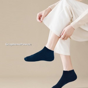 【GraphenePower】台灣製 石墨烯健康除臭襪/船襪/踝襪(三雙/組)-海軍藍