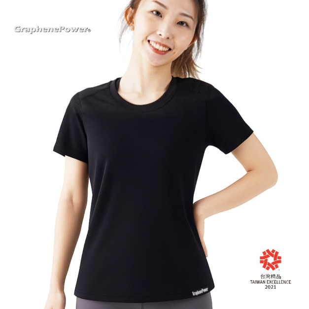 【GraphenePower】石墨烯散熱速乾涼感圓領短袖(男/女款)-黑色