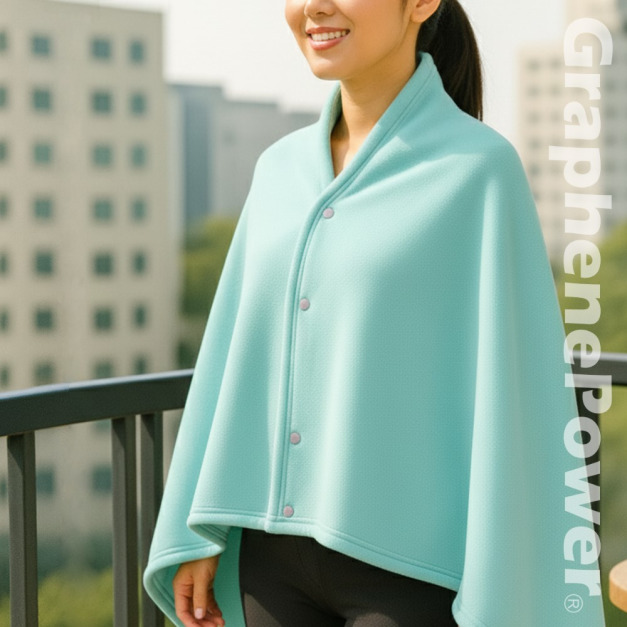 【GraphenePower】石墨烯輕便兩用披肩毯(附收納袋)-水綠